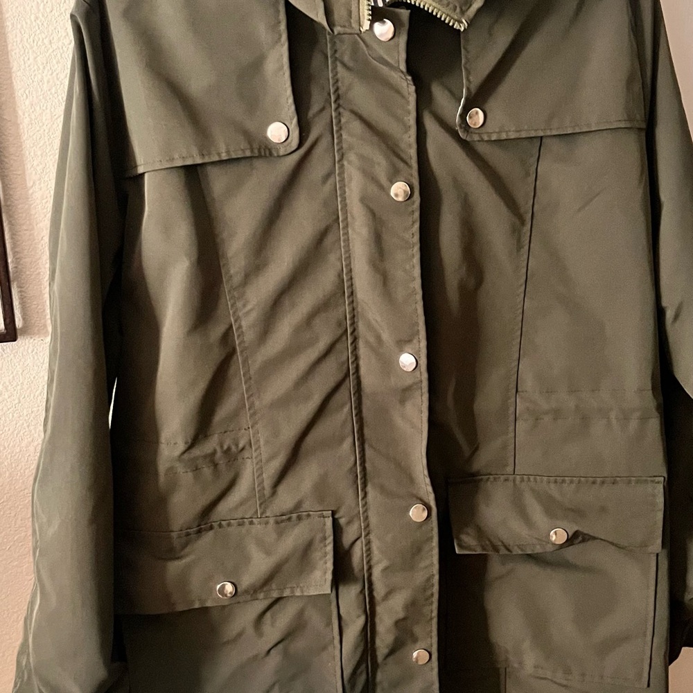 Bloggerlove Stylish Olive Green Rain Coat for Women - Picture 7 of 7